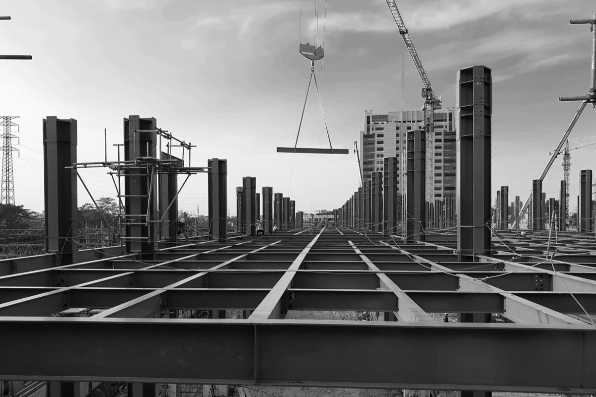 Thai construction site with cranes