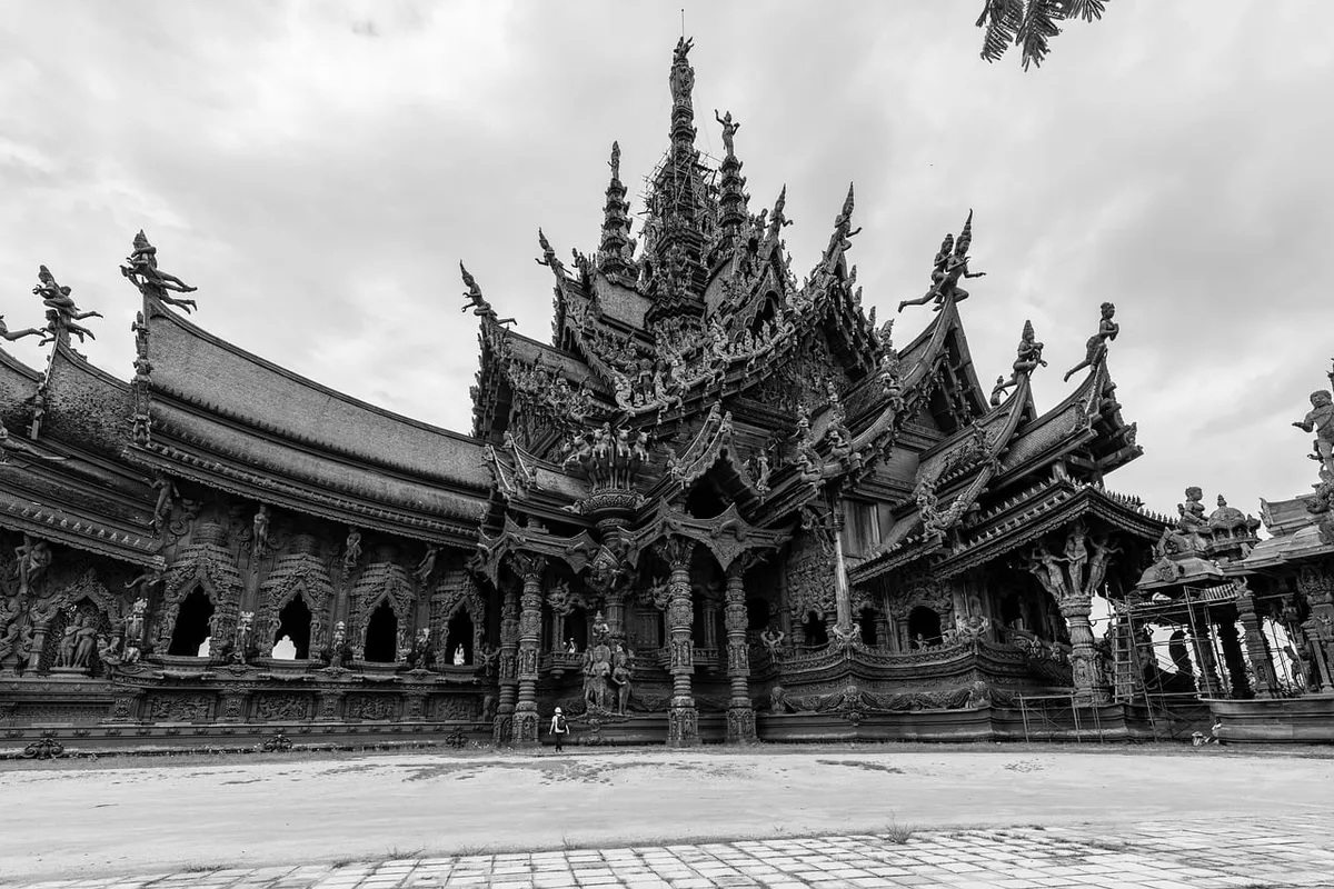 temple, pattaya, thailand, sanctuary of truth, architecture, religion, wood carving, hinduism, buddhism, tourism, asian, wooden, travel, thai culture, tourist a
