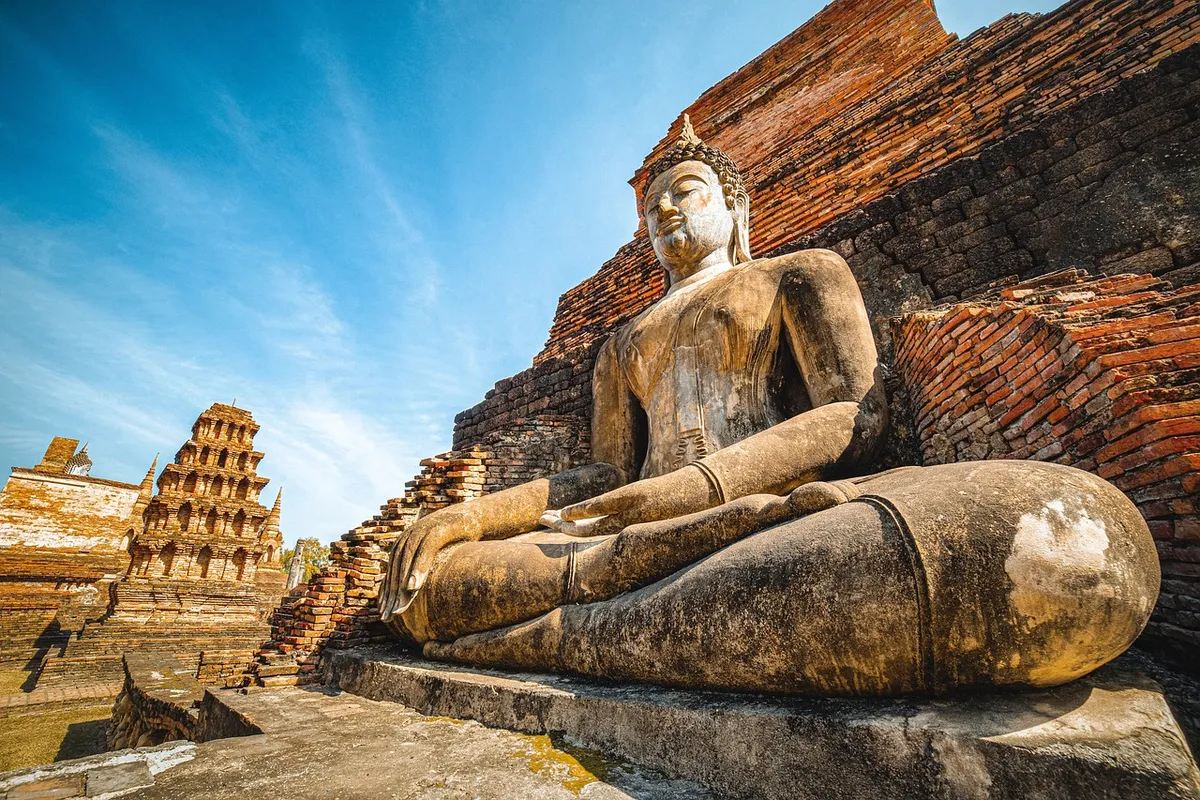 buddha, statue, thailand, buddhism, meditation, ruins, landmark, old, ancient, history, travel, sukhothai, tourism, buddha purnima, historical