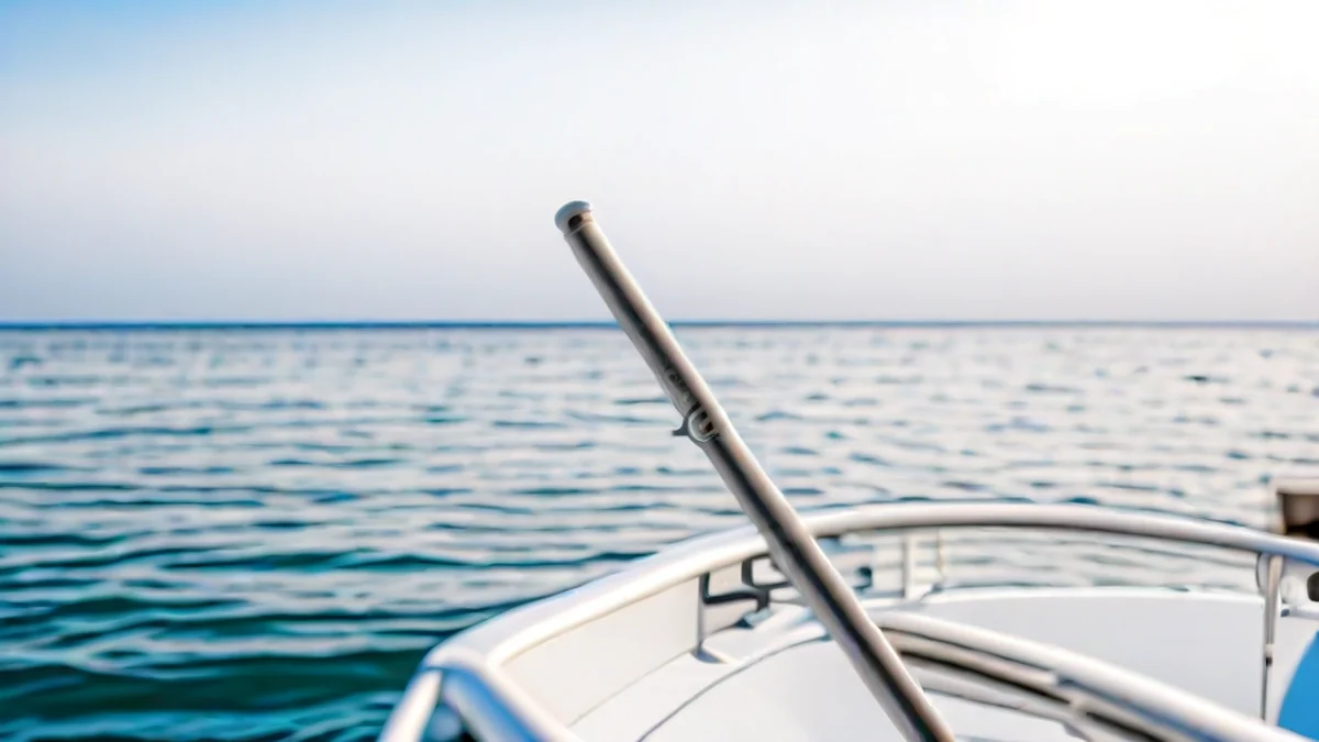 Un support de pêne de trolling fixé à la coque de bateau.